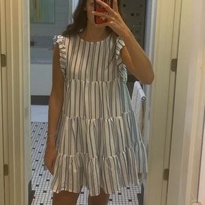 Blue and White striped baby doll dress